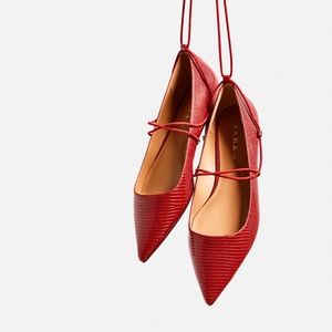 Women’s Red Authentic Zara Lace Up Flats